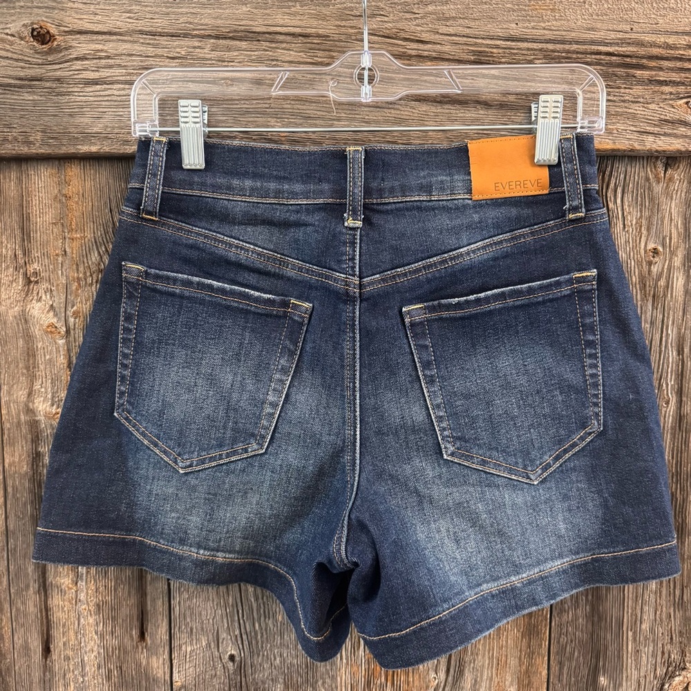 EVEREVE Dark Wash Denim Shorts Size 27 Mid Rise Stretch Jean Shorts - Picture 4 of 5